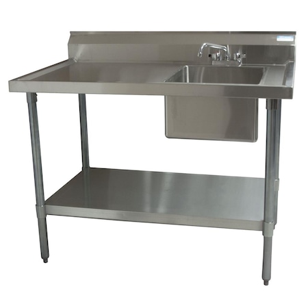 Bk Resources Prep Table 16 in x 20 in, 1, 2, Free Standing, Stainless Steel BKMPT-3060S-R-P-G